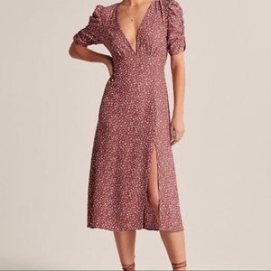 Abercrombie & Fitch Cinched Sleeve Midi Dress NWT